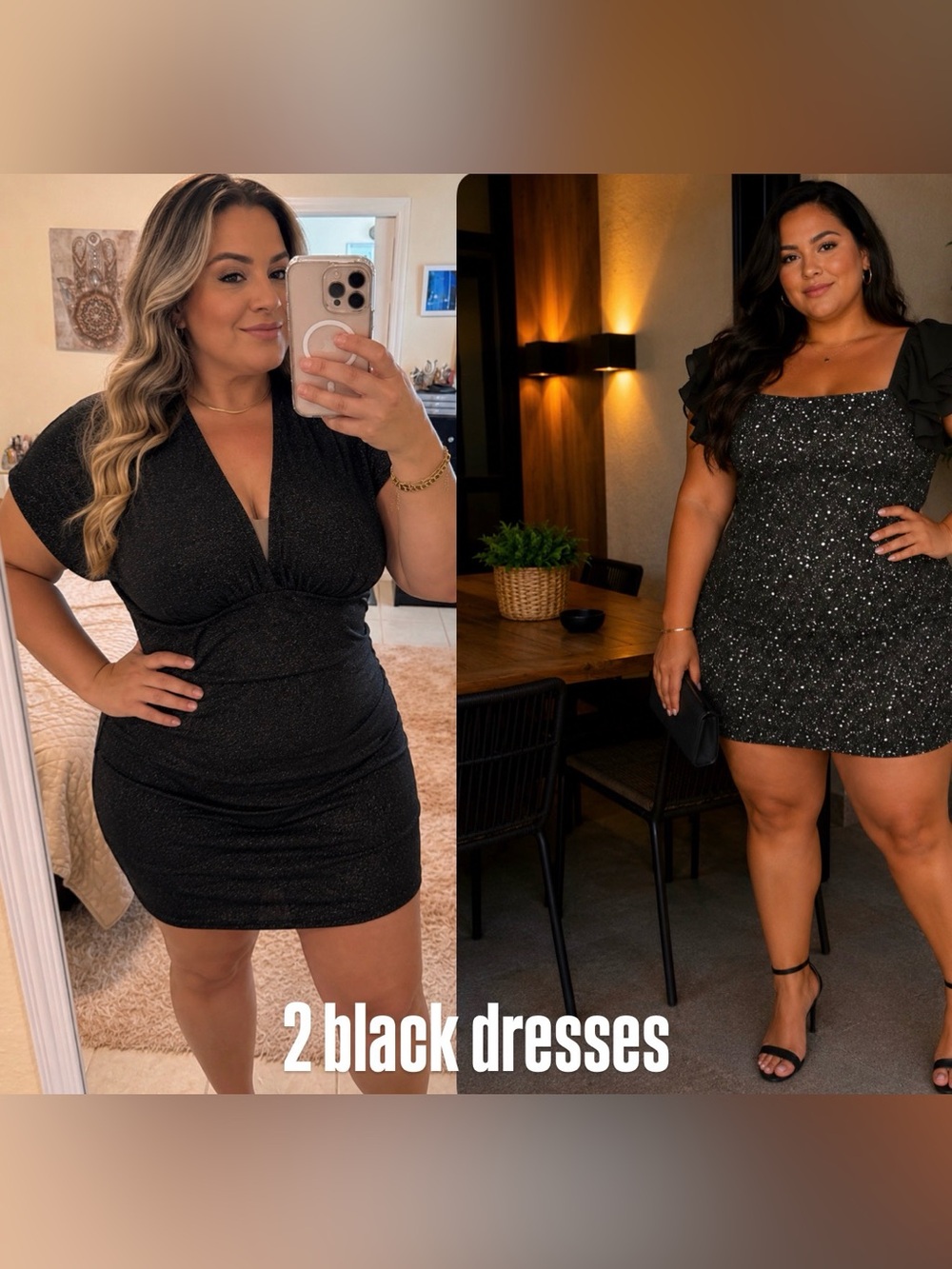SHEIN Black Glitter Mini Dress Duo